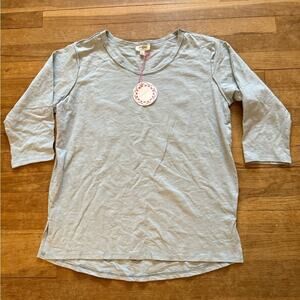 NWT Umgee gray high low casual angel wing 3/4 sleeve shirt top size small S b3